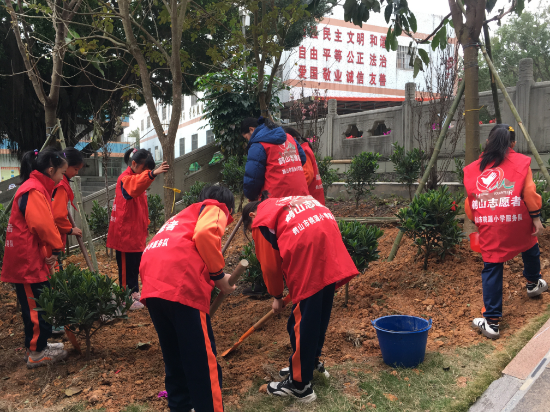 鶴山市桃源鎮(zhèn)桃源小學開展了植樹志愿服務的活動.jpg